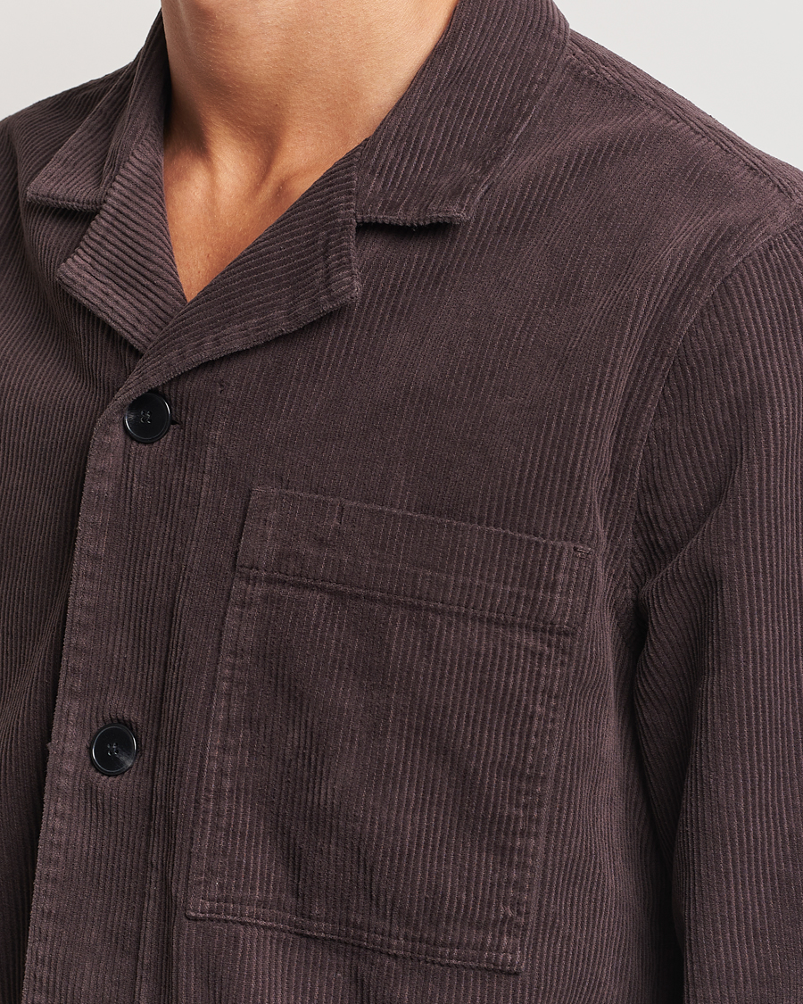 Uomini | Camicie | A Day's March | Banagher Corduroy Overshirt Chocolate