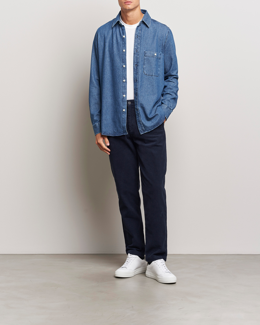 Uomini | Pantaloni | A Day's March | Miller Corduroy Trousers Navy