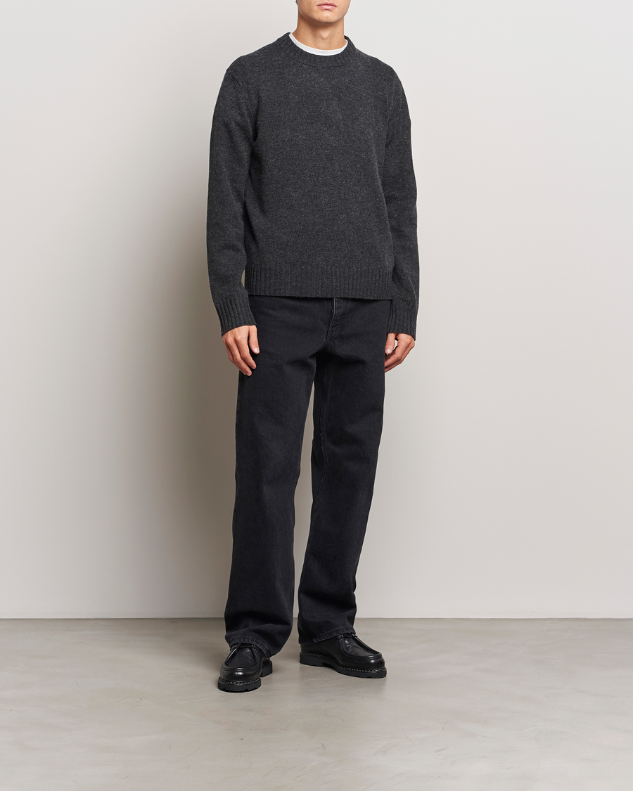 Uomini | Maglieria | A Day's March | Marlow Lambswool Crew Black Melange