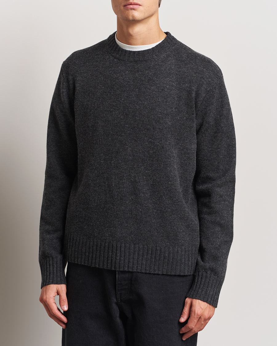 Uomini | Maglieria | A Day's March | Marlow Lambswool Crew Black Melange