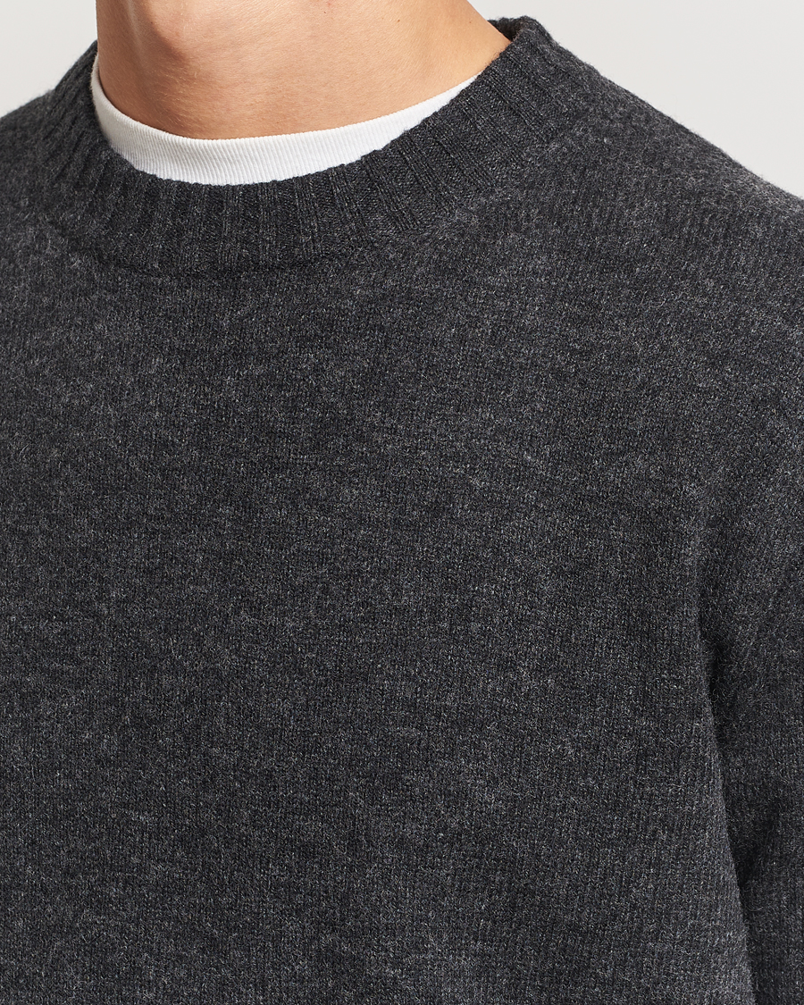 Uomini | Maglieria | A Day's March | Marlow Lambswool Crew Black Melange