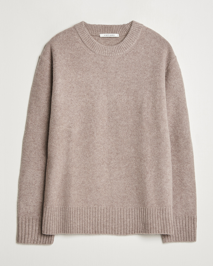 Uomini | Maglieria | A Day's March | Tietar Boiled Merino Sweater Taupe Melange