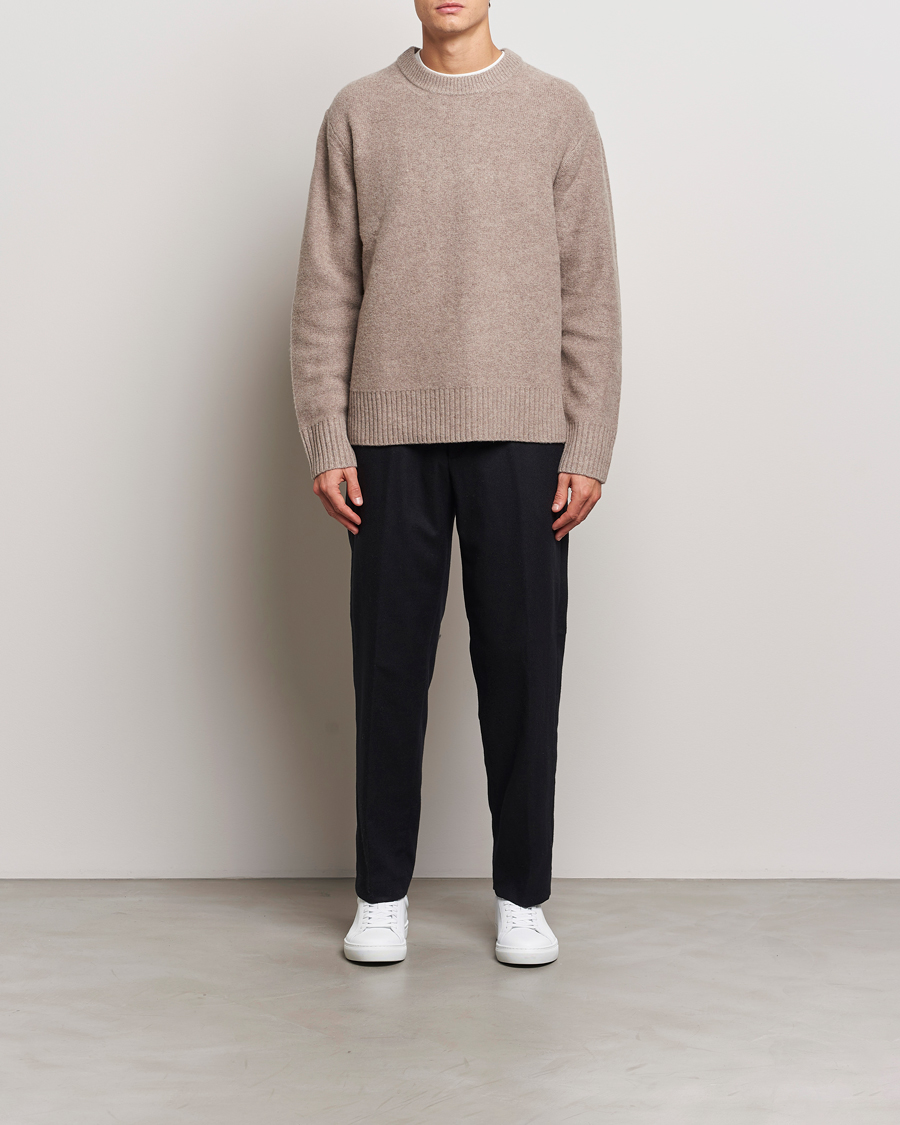 Uomini | Maglieria | A Day's March | Tietar Boiled Merino Sweater Taupe Melange