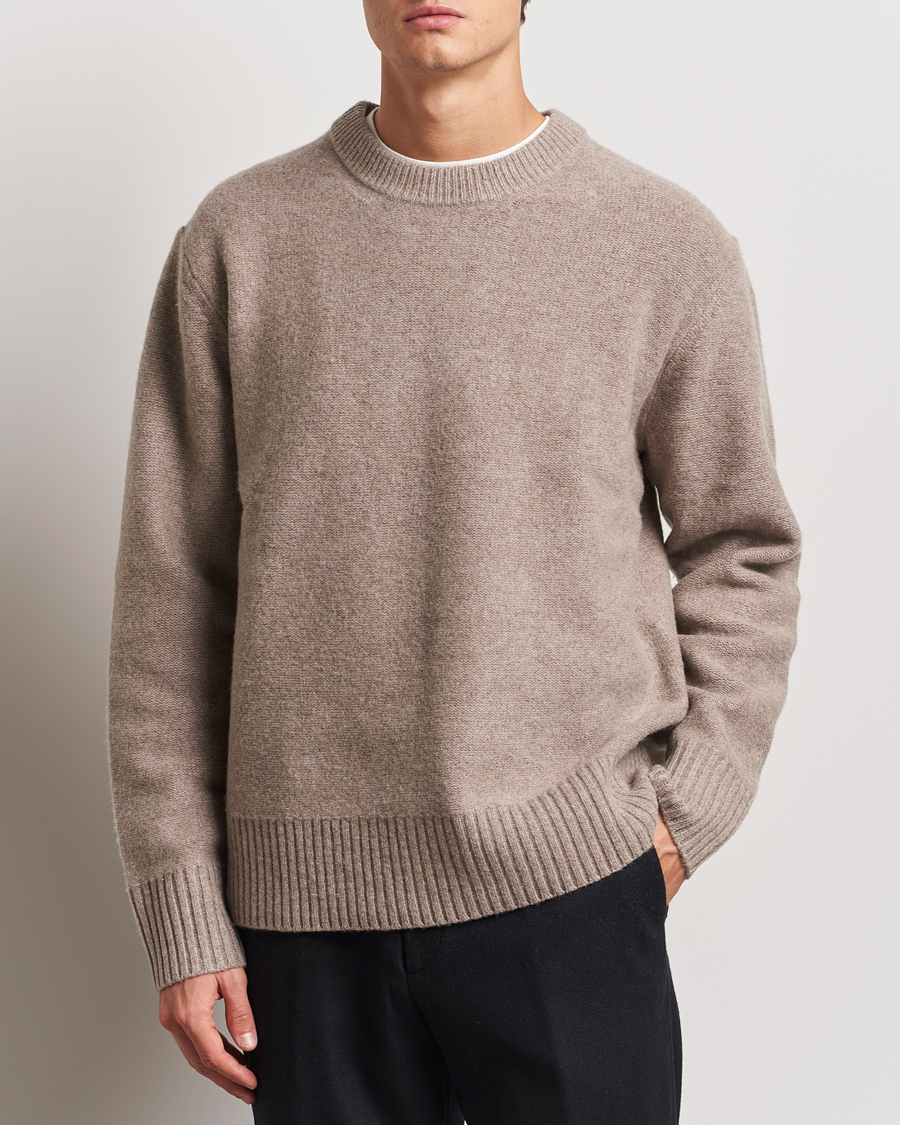 Uomini | Maglieria | A Day's March | Tietar Boiled Merino Sweater Taupe Melange