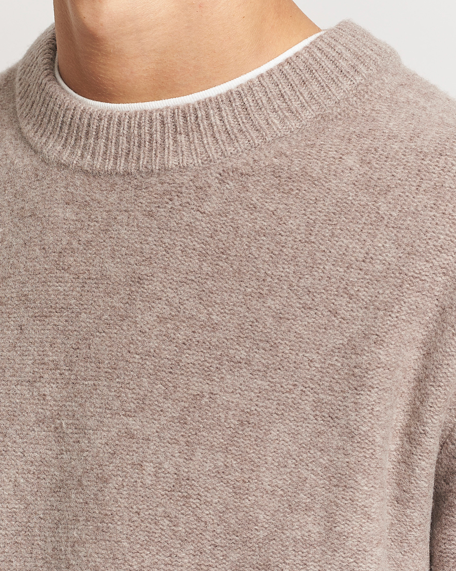 Uomini | Maglieria | A Day's March | Tietar Boiled Merino Sweater Taupe Melange