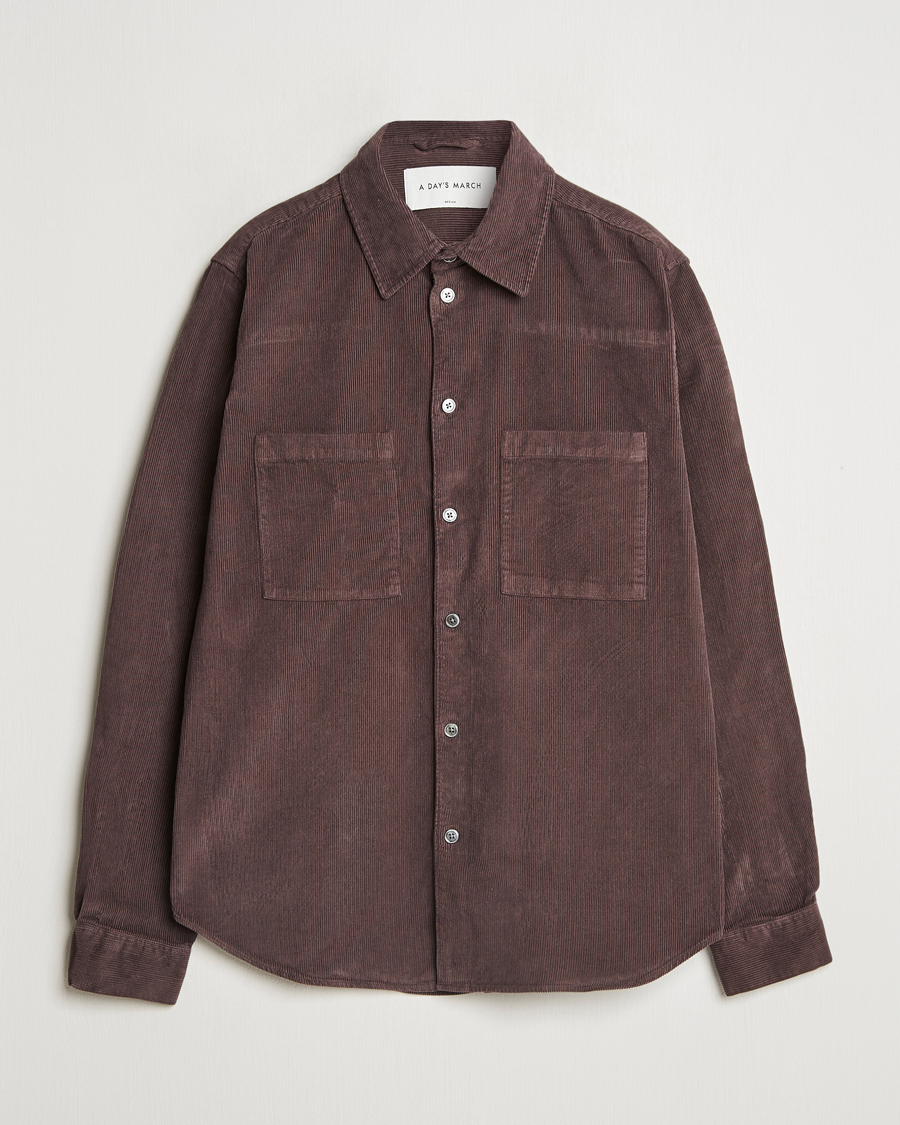 Uomini | Camicie | A Day's March | Denver Corduroy Shirt Chocolate