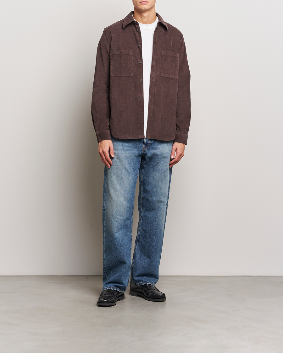 Uomini | Camicie | A Day's March | Denver Corduroy Shirt Chocolate