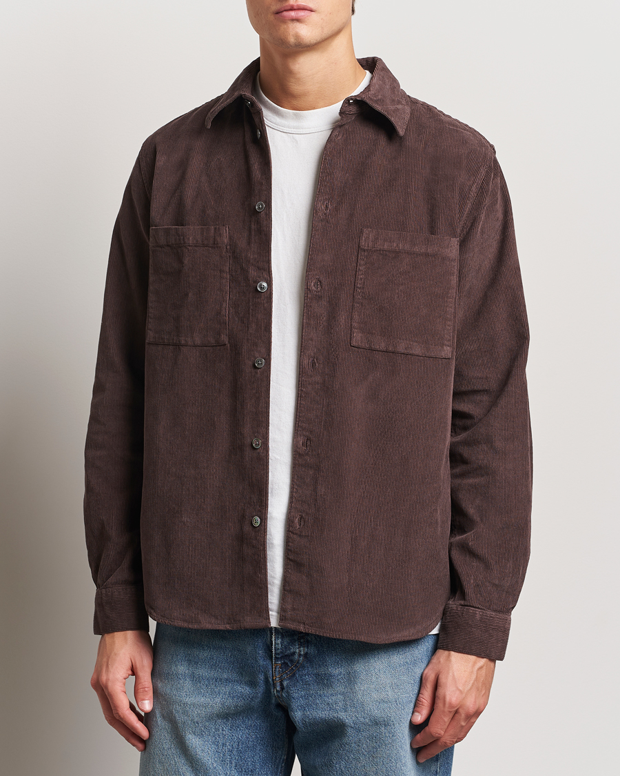 Uomini | Camicie | A Day's March | Denver Corduroy Shirt Chocolate