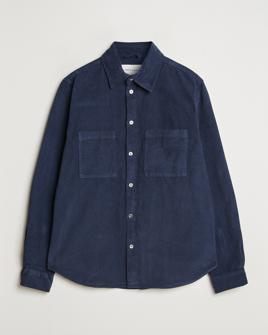 Uomini | Camicie | A Day's March | Denver Corduroy Shirt Navy