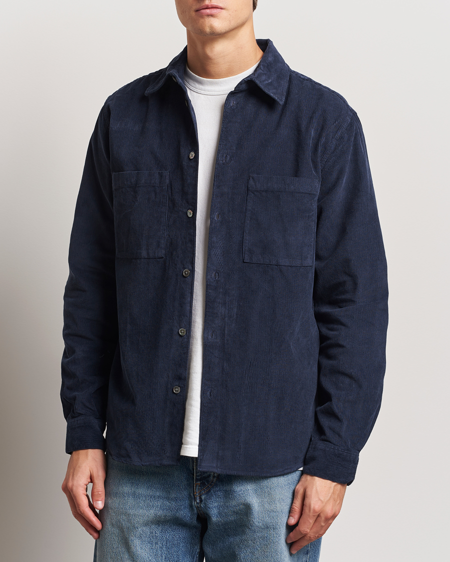 Uomini | Camicie | A Day's March | Denver Corduroy Shirt Navy