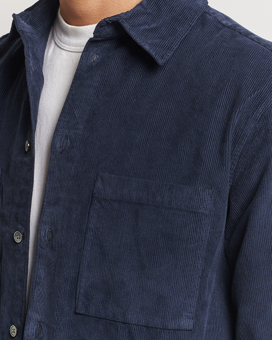 Uomini | Camicie | A Day's March | Denver Corduroy Shirt Navy