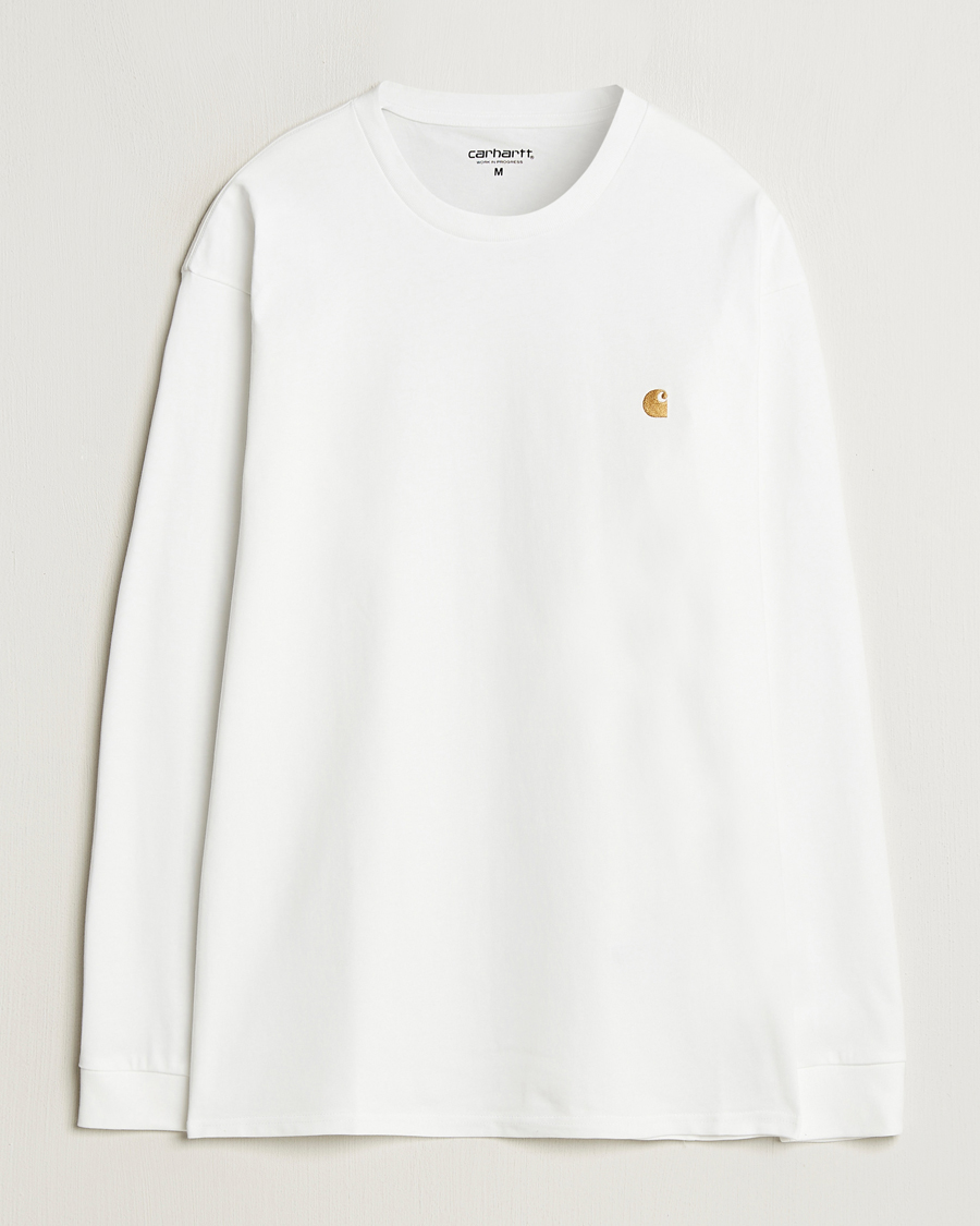 Uomini | T-shirt | Carhartt WIP | Chase Combed Cotton Long Sleeve T-Shirt White/Gold