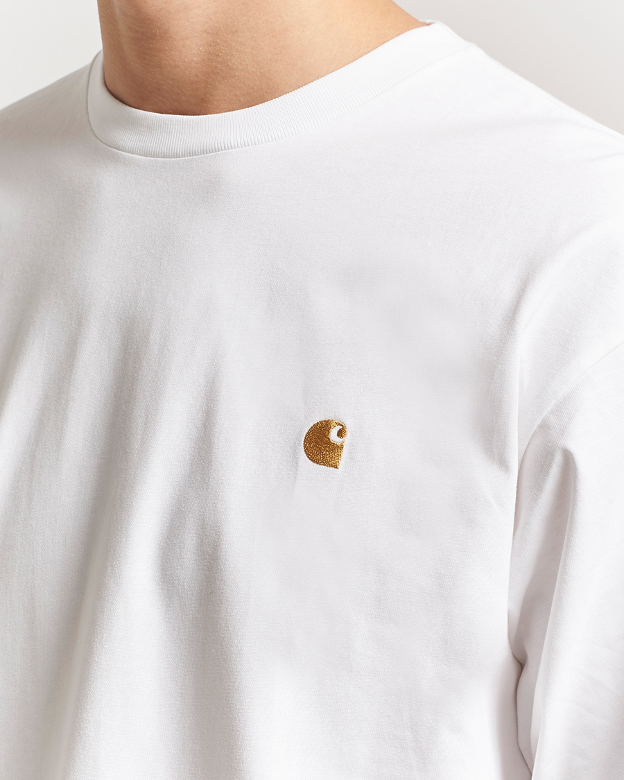 Uomini | T-shirt | Carhartt WIP | Chase Combed Cotton Long Sleeve T-Shirt White/Gold