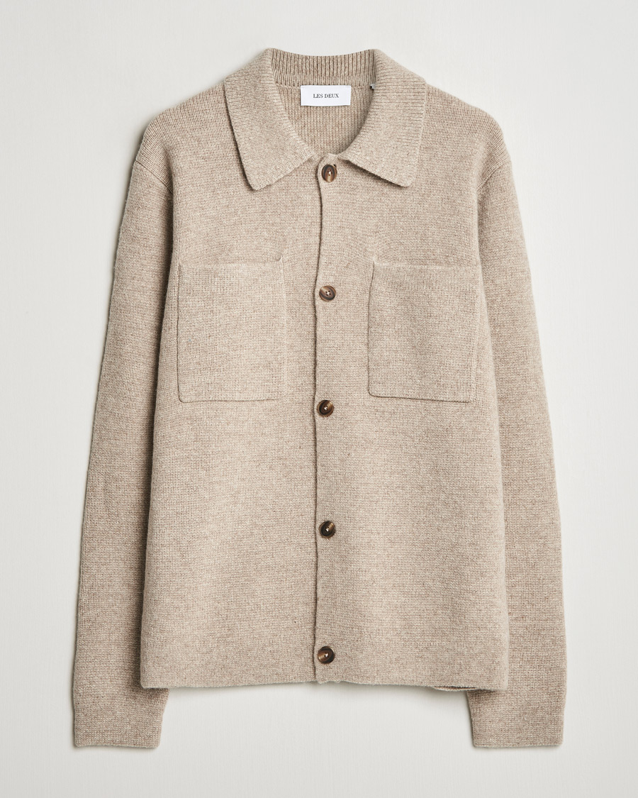 Uomini | Camicie | LES DEUX | Fischer Milano Knitted Overshirt Sand Melange