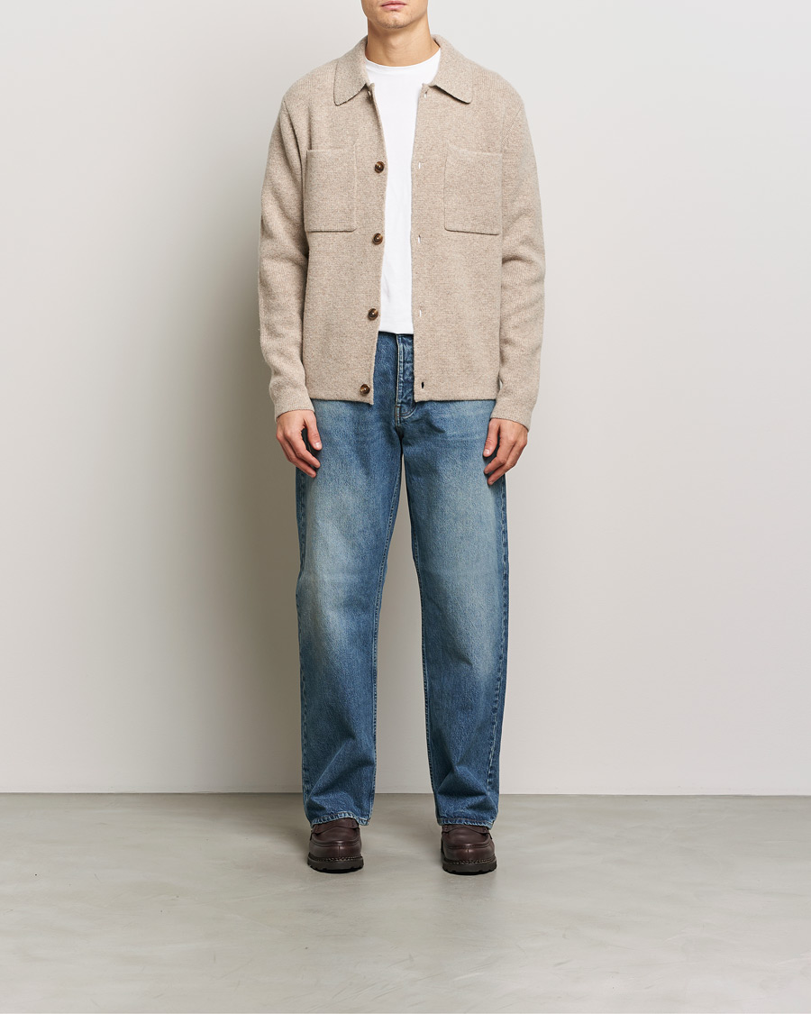 Uomini | Camicie | LES DEUX | Fischer Milano Knitted Overshirt Sand Melange