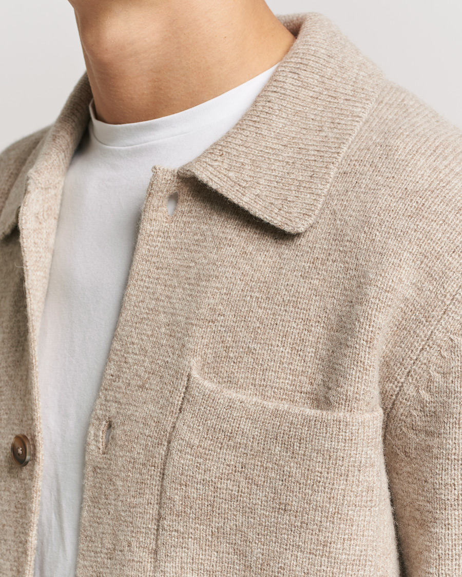 Uomini | Camicie | LES DEUX | Fischer Milano Knitted Overshirt Sand Melange