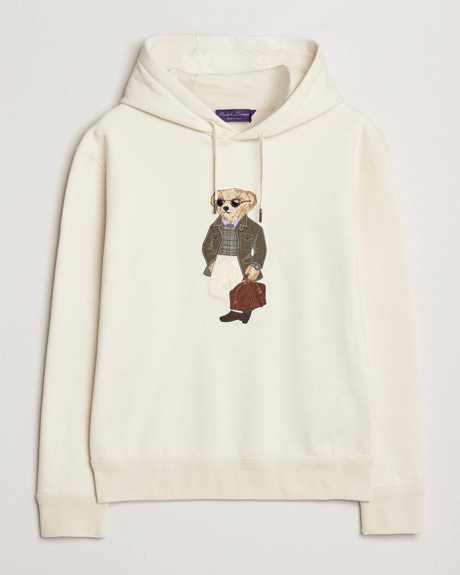 Uomini | Maglieria | Ralph Lauren Purple Label | Luxury Fleece Bear Hoodie Cream