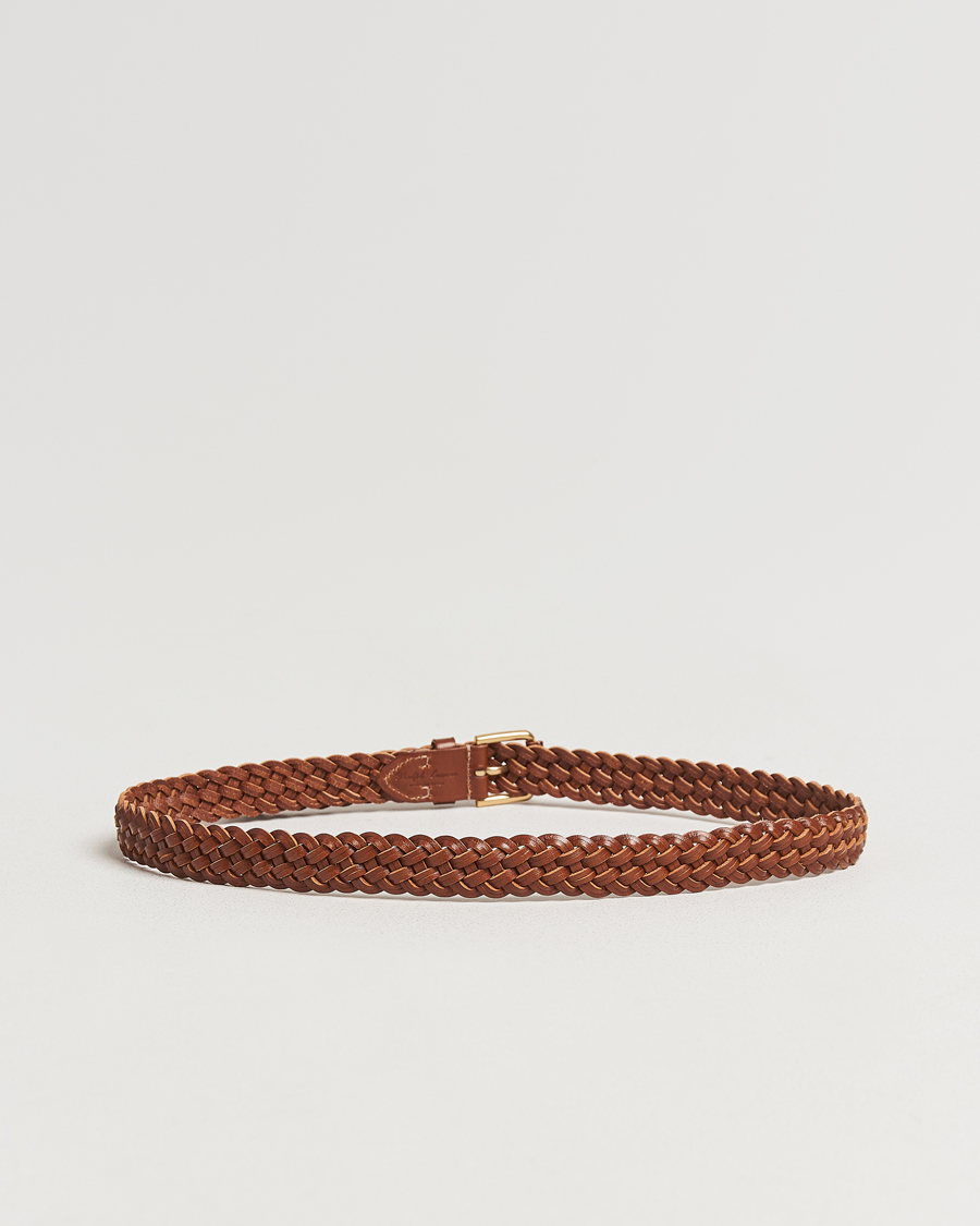 Uomini | Ralph Lauren Purple Label Braided Belt Brown Calf | Ralph Lauren Purple Label | Braided Belt Brown Calf