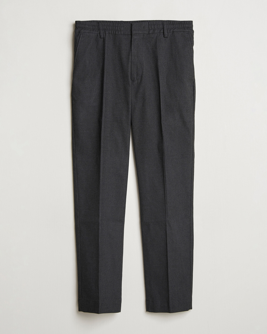 Uomini | Pantaloni | NN07 | Billie Brushed Drawstring Trousers Black Melange