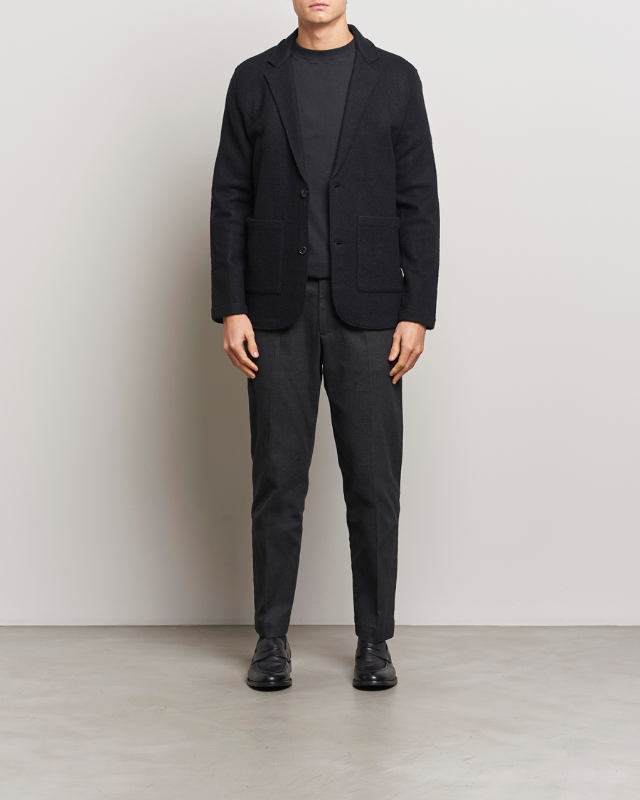 Uomini | Pantaloni | NN07 | Billie Brushed Drawstring Trousers Black Melange