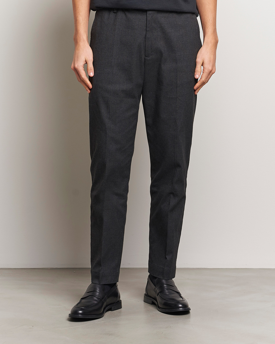 Uomini | Pantaloni | NN07 | Billie Brushed Drawstring Trousers Black Melange