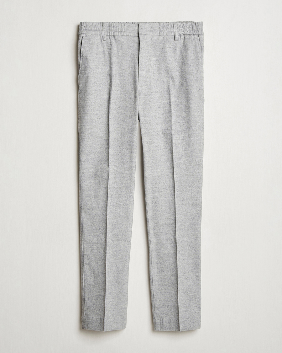 Uomini | Pantaloni | NN07 | Billie Brushed Drawstring Trousers Light Grey Melange