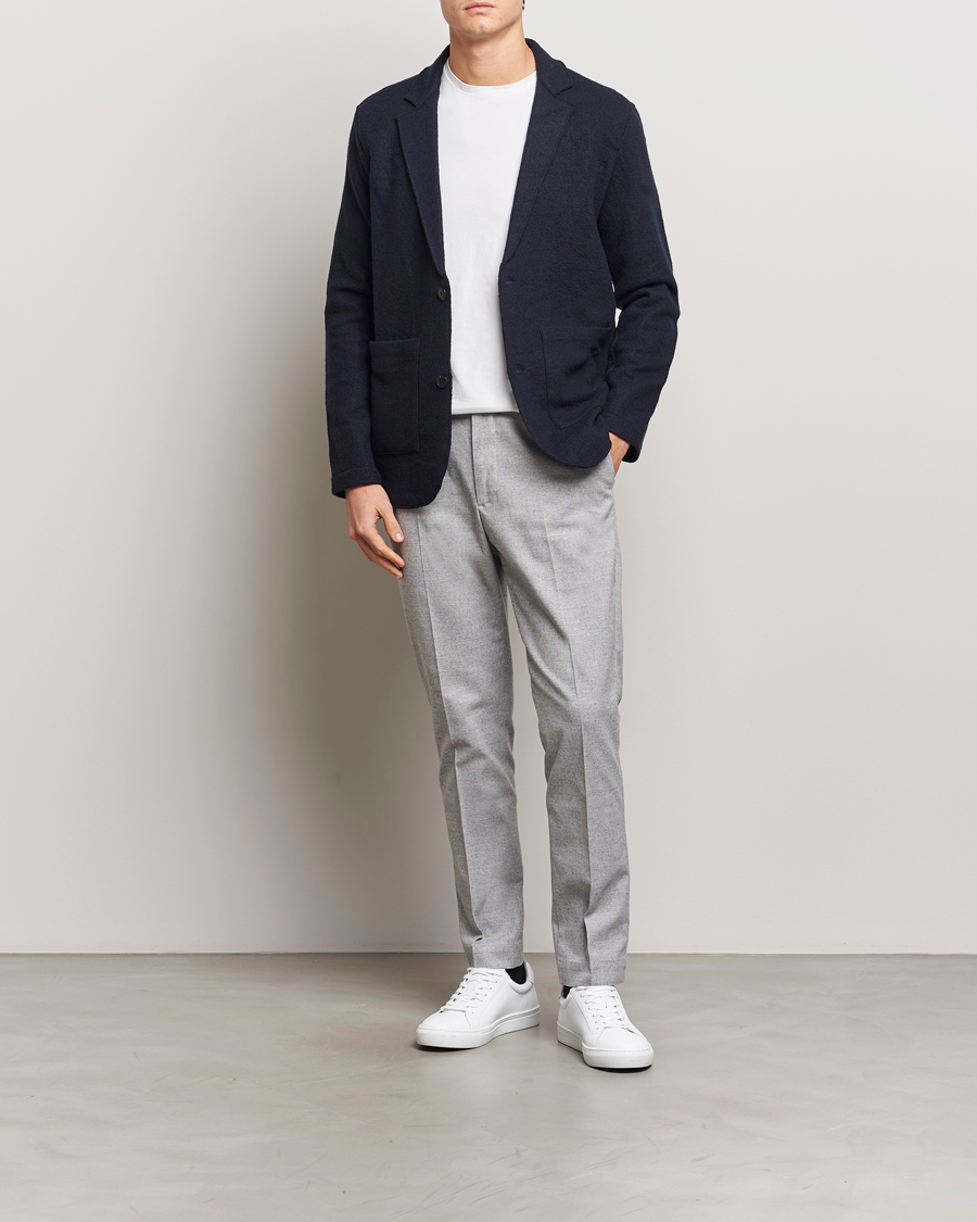 Uomini | Pantaloni | NN07 | Billie Brushed Drawstring Trousers Light Grey Melange