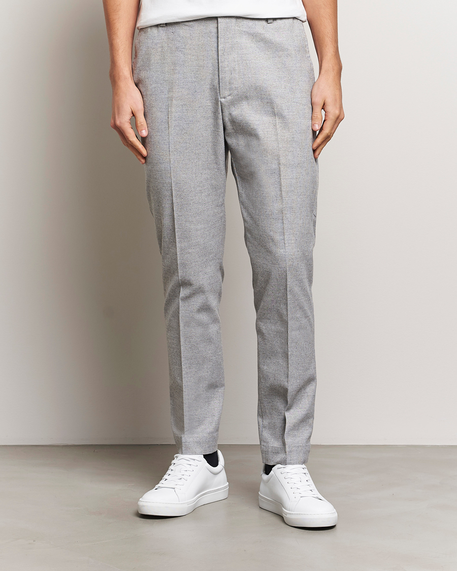 Uomini | Pantaloni | NN07 | Billie Brushed Drawstring Trousers Light Grey Melange