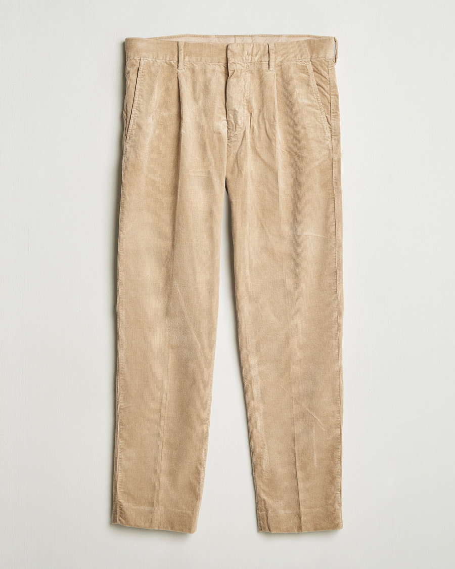 Uomini | Pantaloni | NN07 | Bill Pleated Corduroy Pants White Peppar