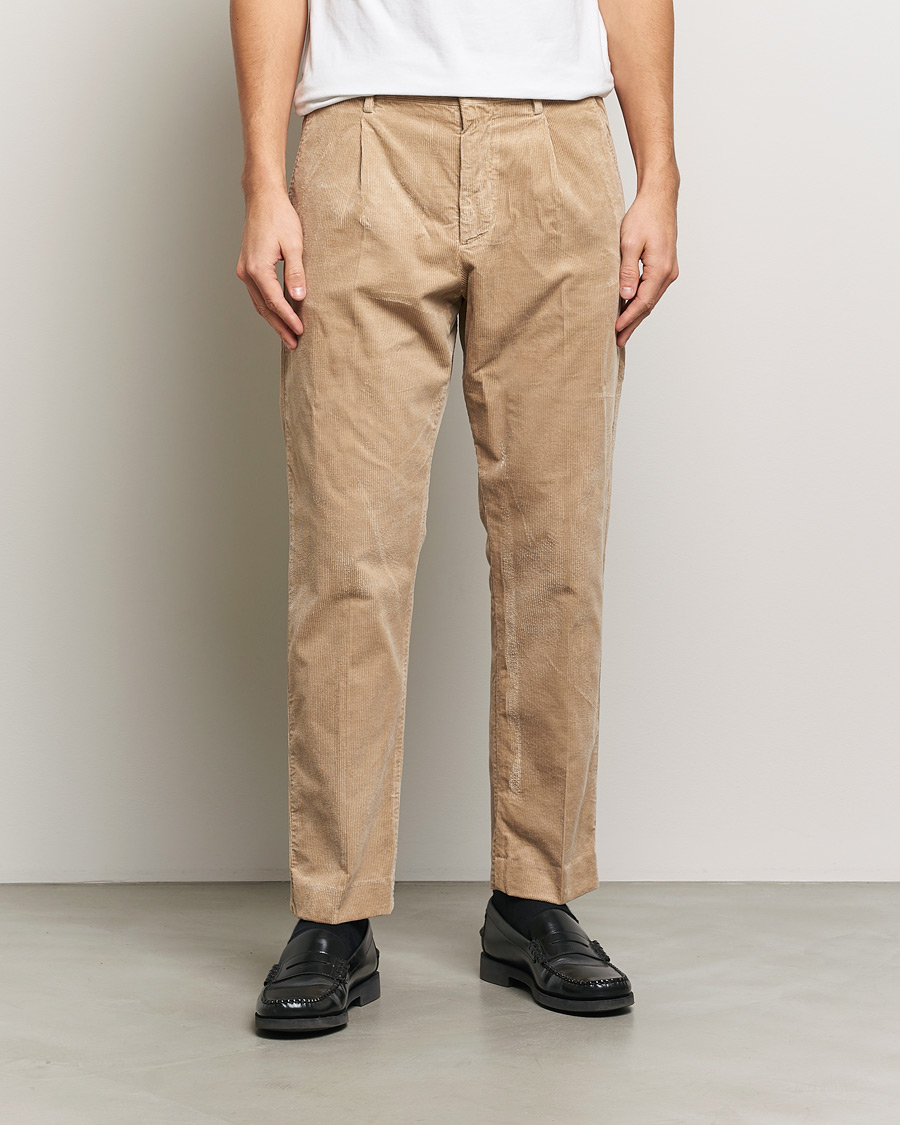 Uomini | Pantaloni | NN07 | Bill Pleated Corduroy Pants White Peppar