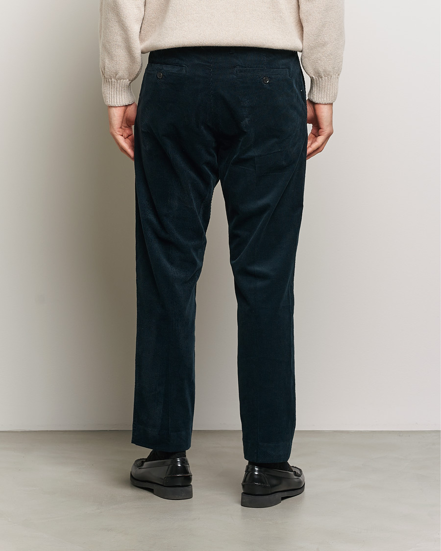 Uomini | Pantaloni | NN07 | Bill Pleated Corduroy Pants Navy Blue