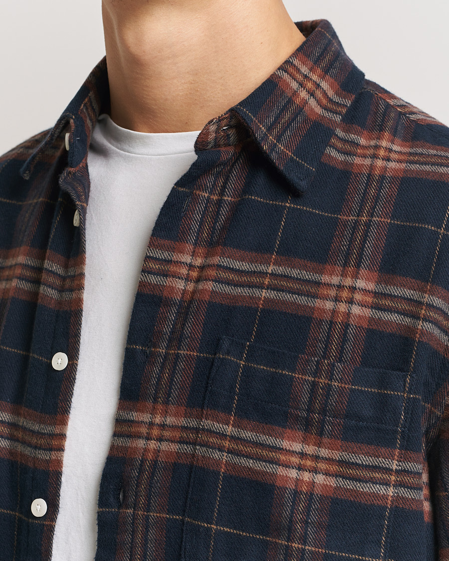 Uomini | Camicie | NN07 | Arne Brushed Cotton Checked Shirt Navy/Red