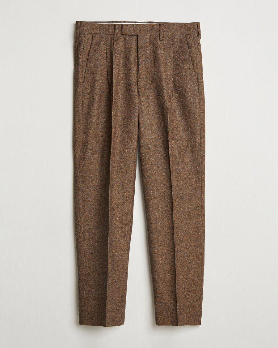 Uomini | Pantaloni | NN07 | Fritz Wool Pleated Trousers Orange Brown