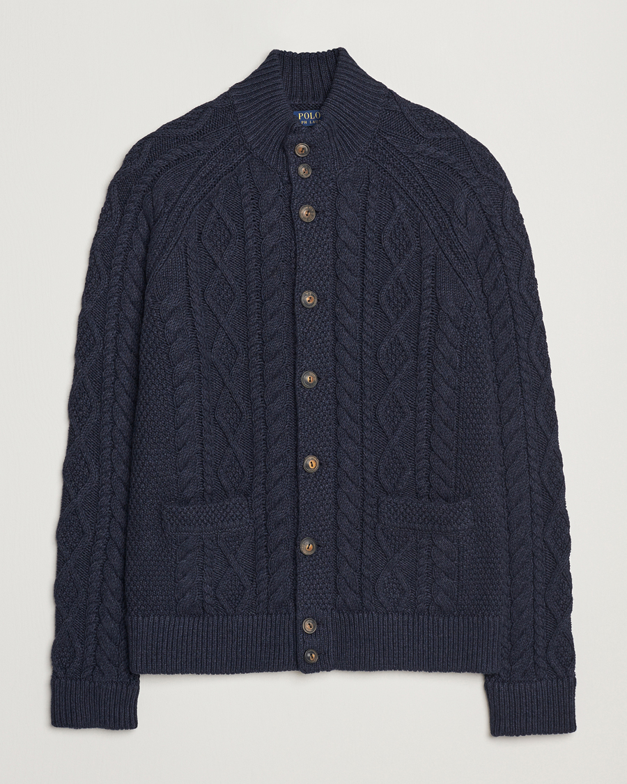 Uomini | Maglieria | Polo Ralph Lauren | Cotton Knitted Cardigan Navy Melange