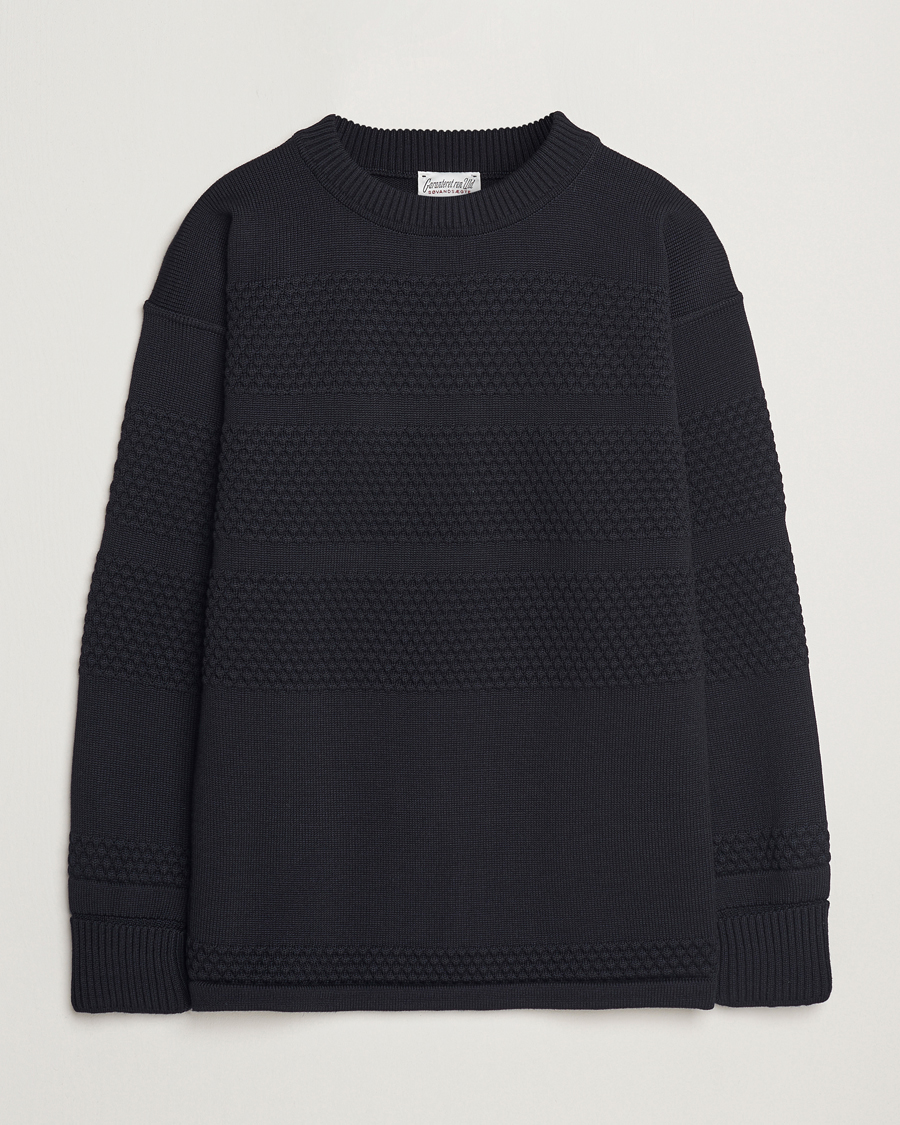 Uomini | Maglieria | S.N.S. Herning | Fisherman Wool Crew Neck Sweater Navy Blue