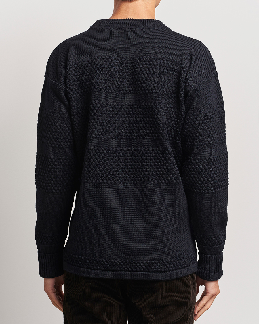 Uomini | Maglieria | S.N.S. Herning | Fisherman Wool Crew Neck Sweater Navy Blue