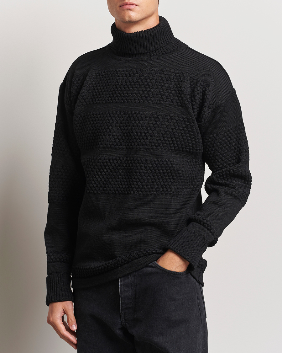 Uomini | Maglieria | S.N.S. Herning | Fisherman Wool Rollneck Sweater Black