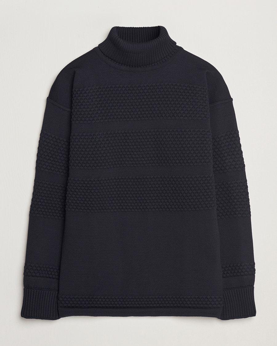 Uomini | Maglieria | S.N.S. Herning | Fisherman Wool Rollneck Sweater Navy Blue