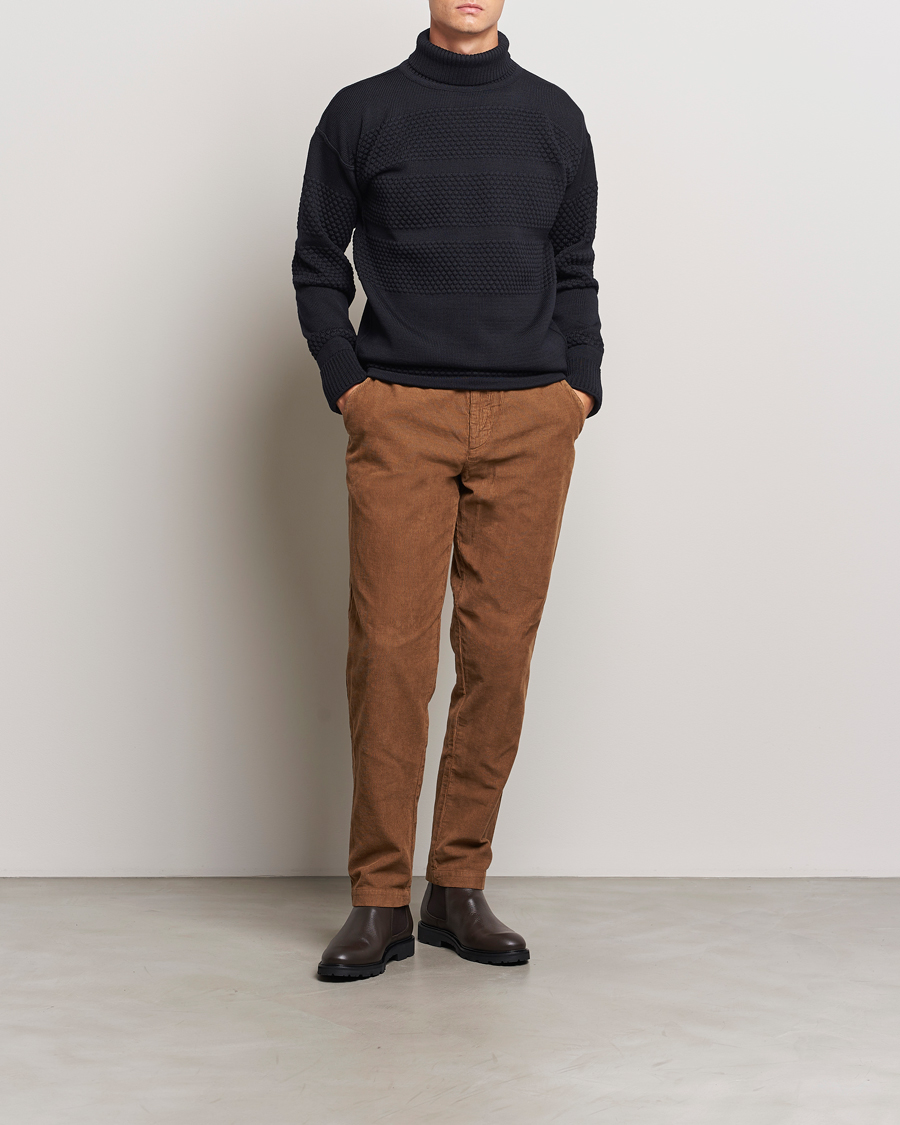 Uomini | Maglieria | S.N.S. Herning | Fisherman Wool Rollneck Sweater Navy Blue