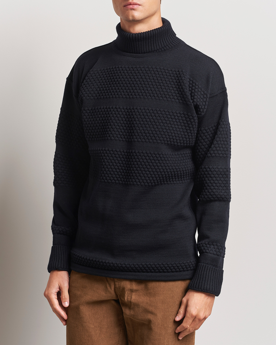 Uomini | Maglieria | S.N.S. Herning | Fisherman Wool Rollneck Sweater Navy Blue