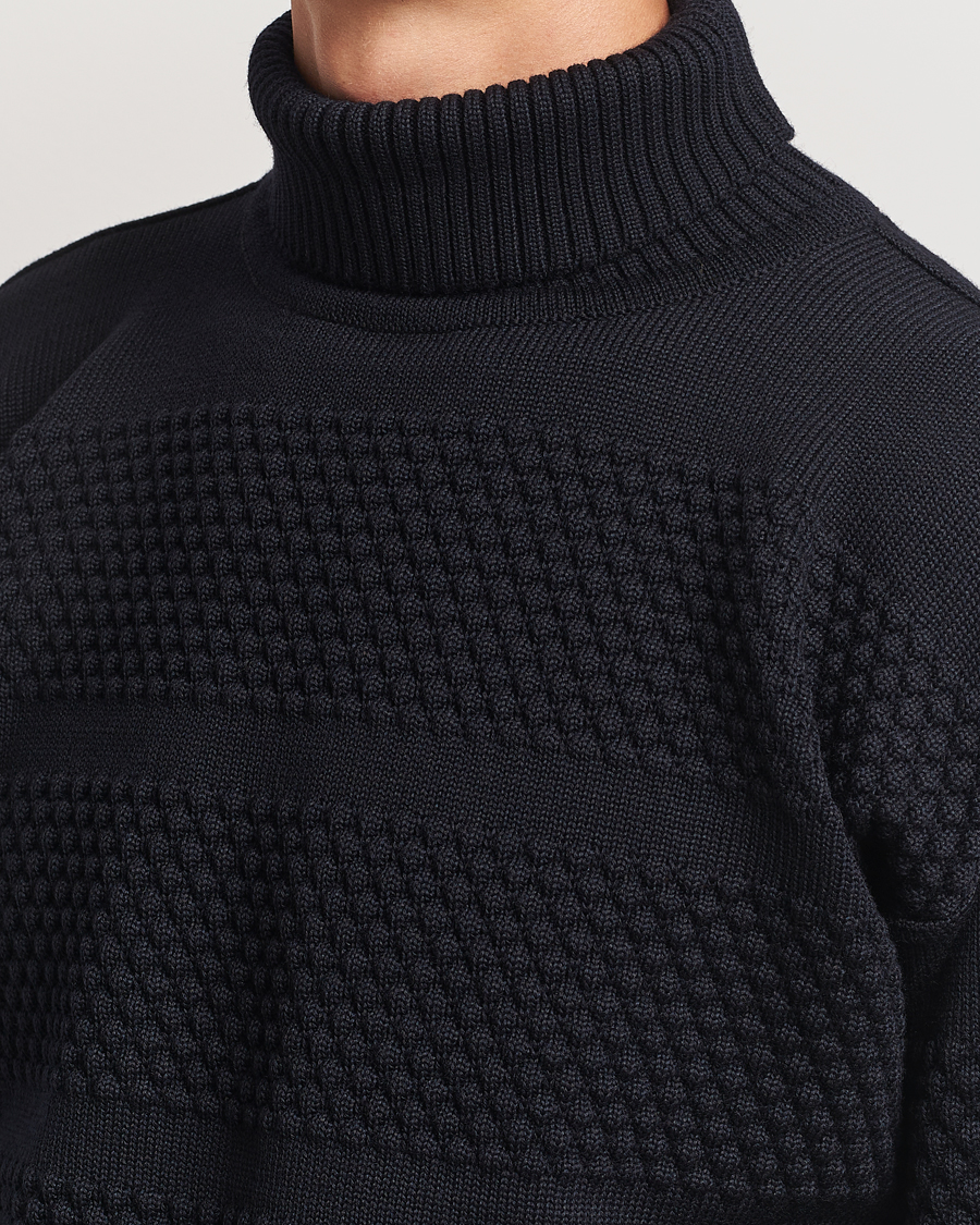 Uomini | Maglieria | S.N.S. Herning | Fisherman Wool Rollneck Sweater Navy Blue
