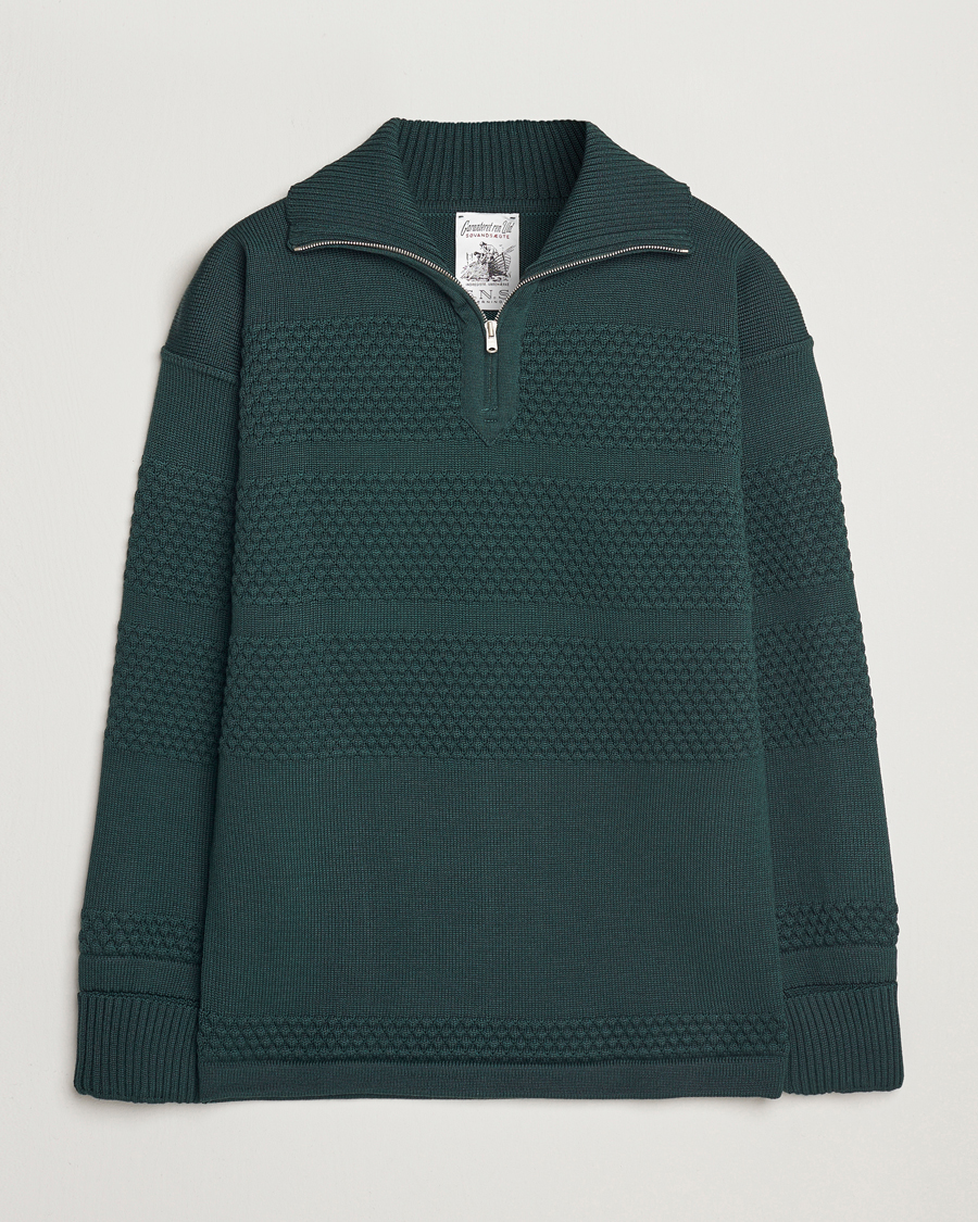 Uomini | Maglieria | S.N.S. Herning | Fisherman Wool Half Zip Sweater Thunder Green