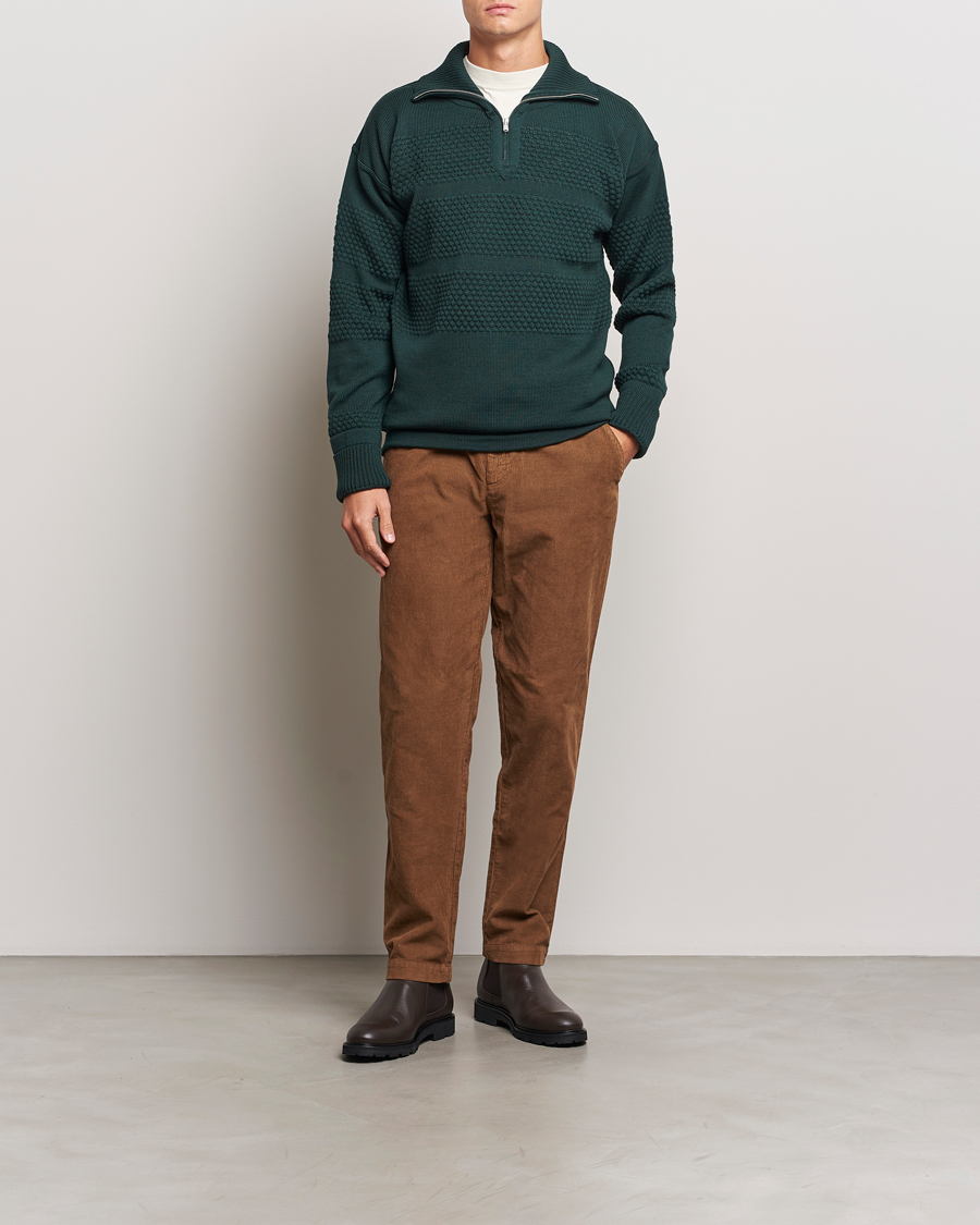 Uomini | Maglieria | S.N.S. Herning | Fisherman Wool Half Zip Sweater Thunder Green
