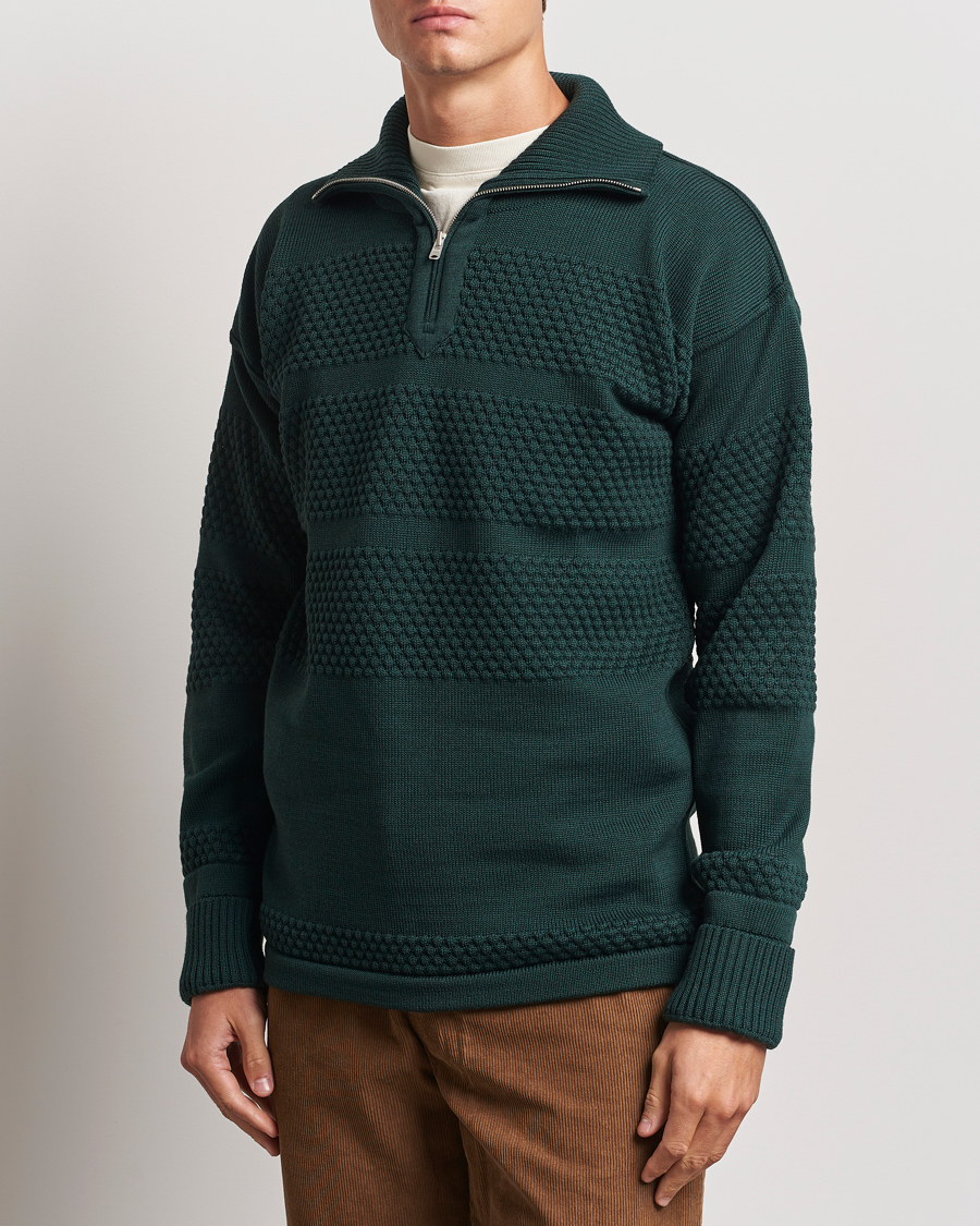 Uomini | Maglieria | S.N.S. Herning | Fisherman Wool Half Zip Sweater Thunder Green