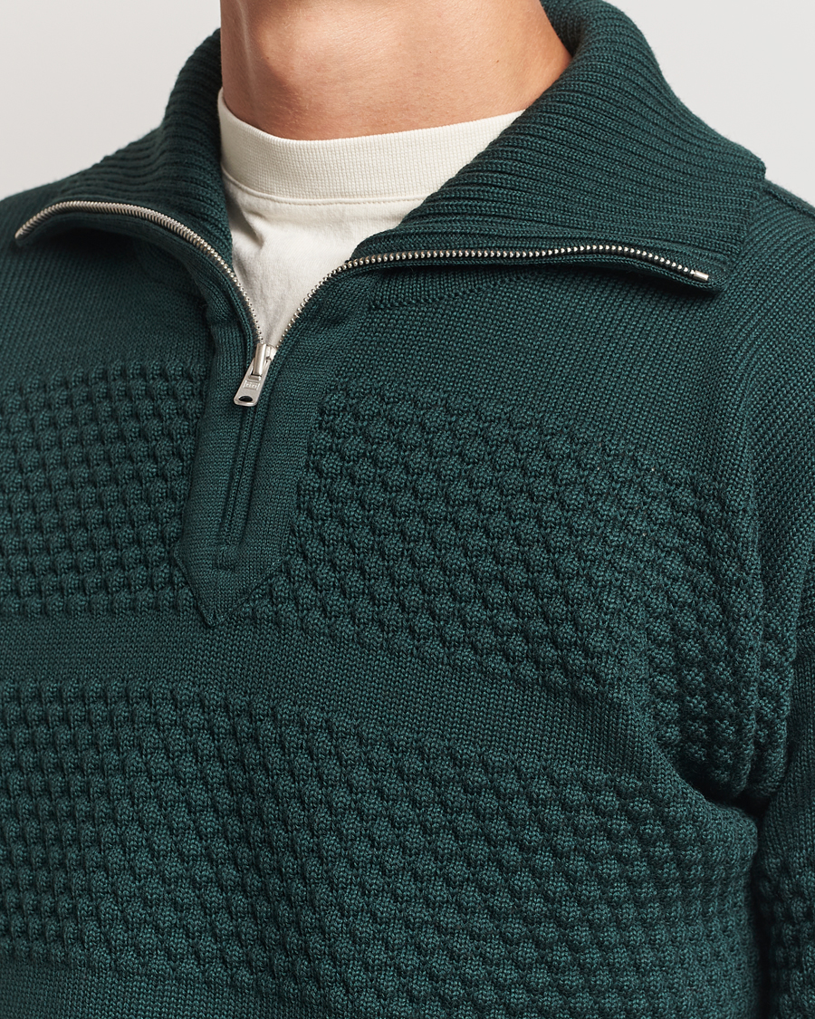 Uomini | Maglieria | S.N.S. Herning | Fisherman Wool Half Zip Sweater Thunder Green