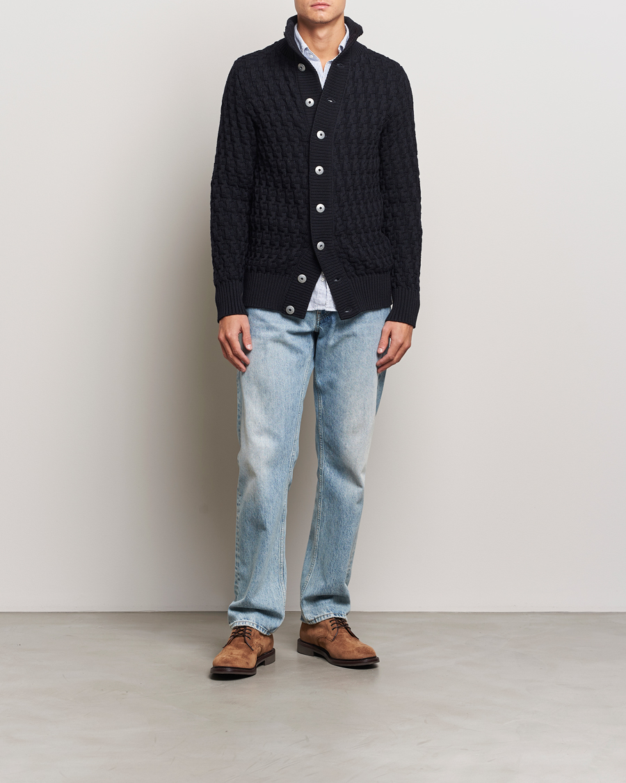 Uomini | Maglieria | S.N.S. Herning | Stark Wool Cable Cardigan Navy