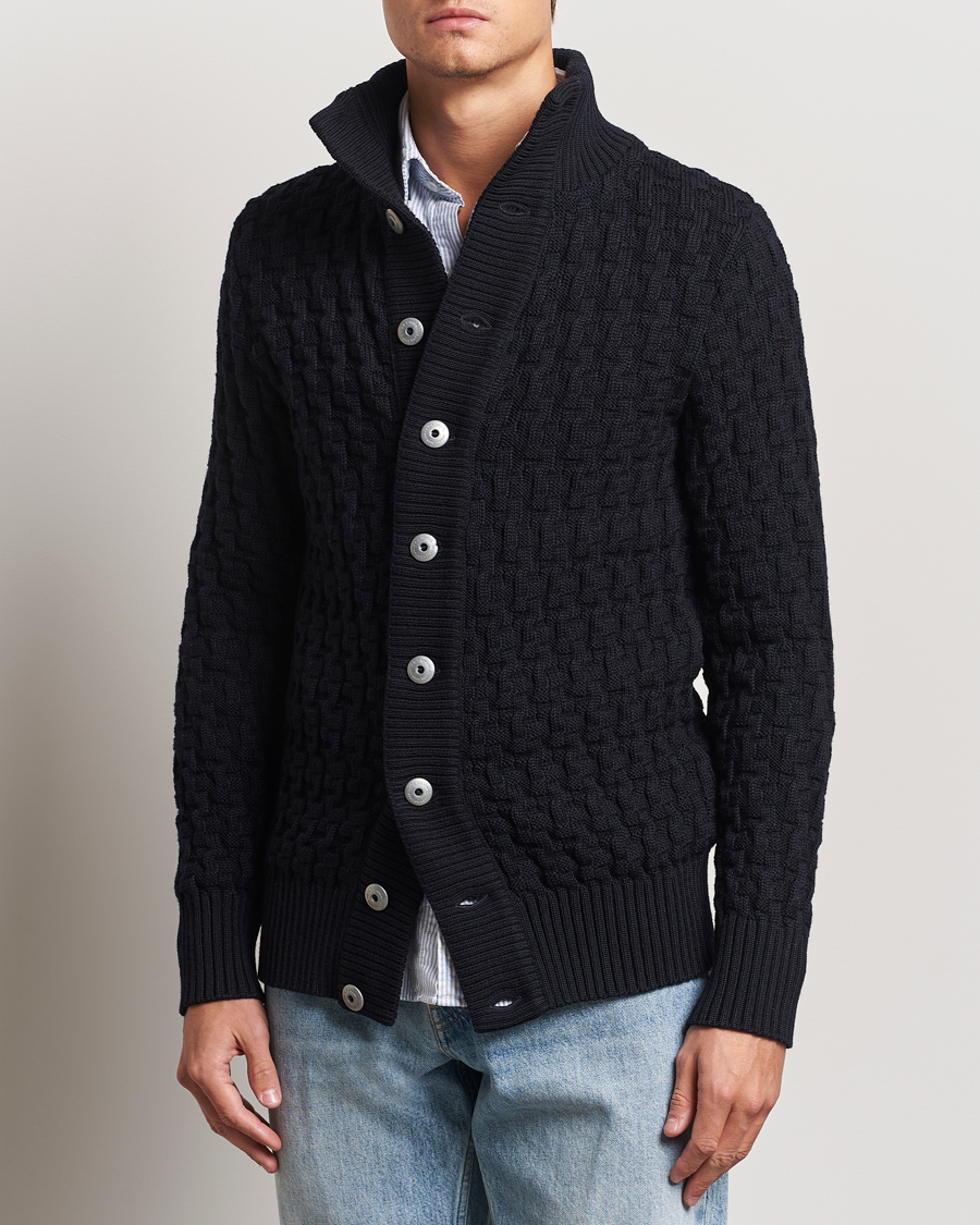 Uomini | Maglieria | S.N.S. Herning | Stark Wool Cable Cardigan Navy