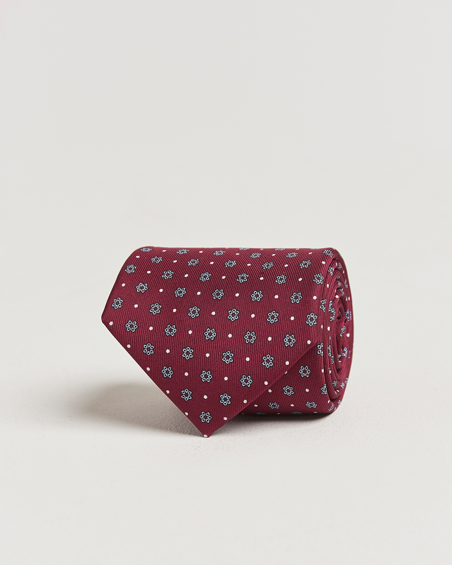 Uomini | E. Marinella 3-Fold Printed Silk Tie Burgundy | E. Marinella | 3-Fold Printed Silk Tie Burgundy
