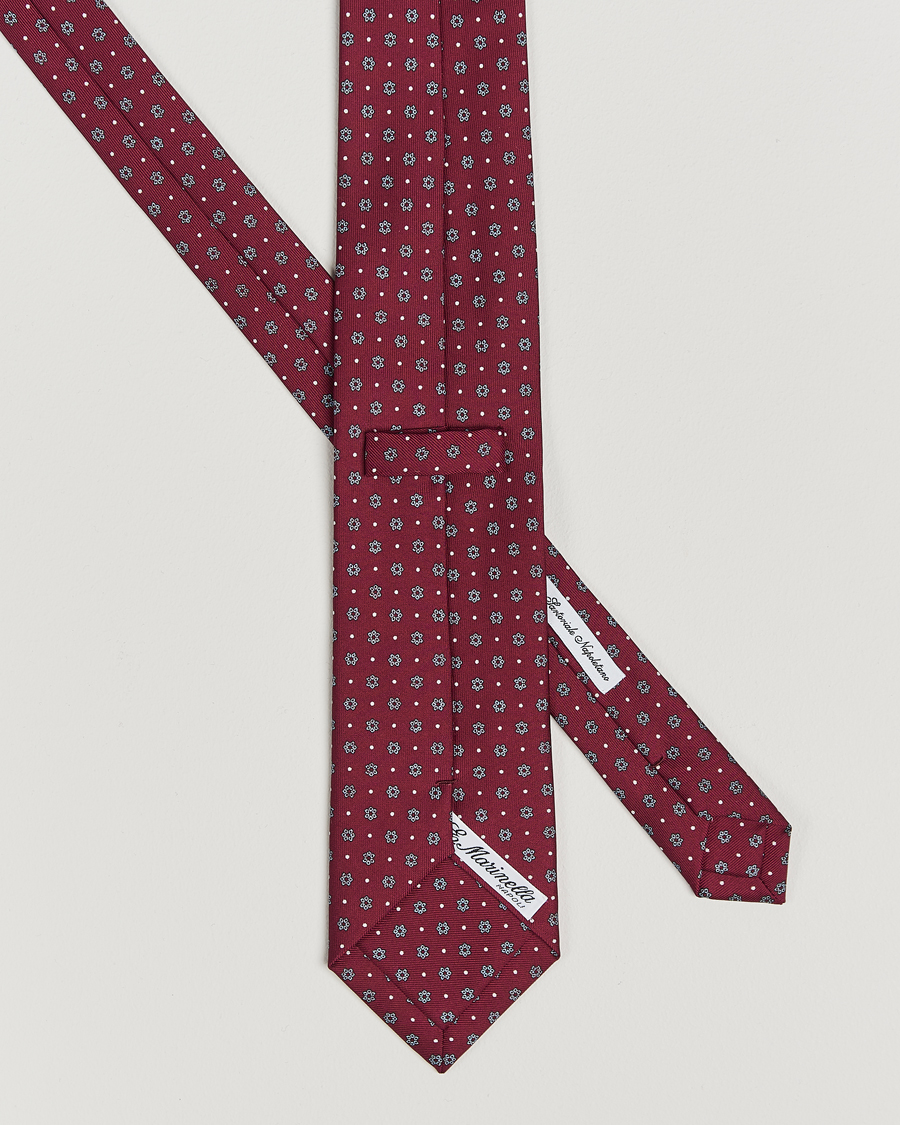 Uomini | E. Marinella 3-Fold Printed Silk Tie Burgundy | E. Marinella | 3-Fold Printed Silk Tie Burgundy