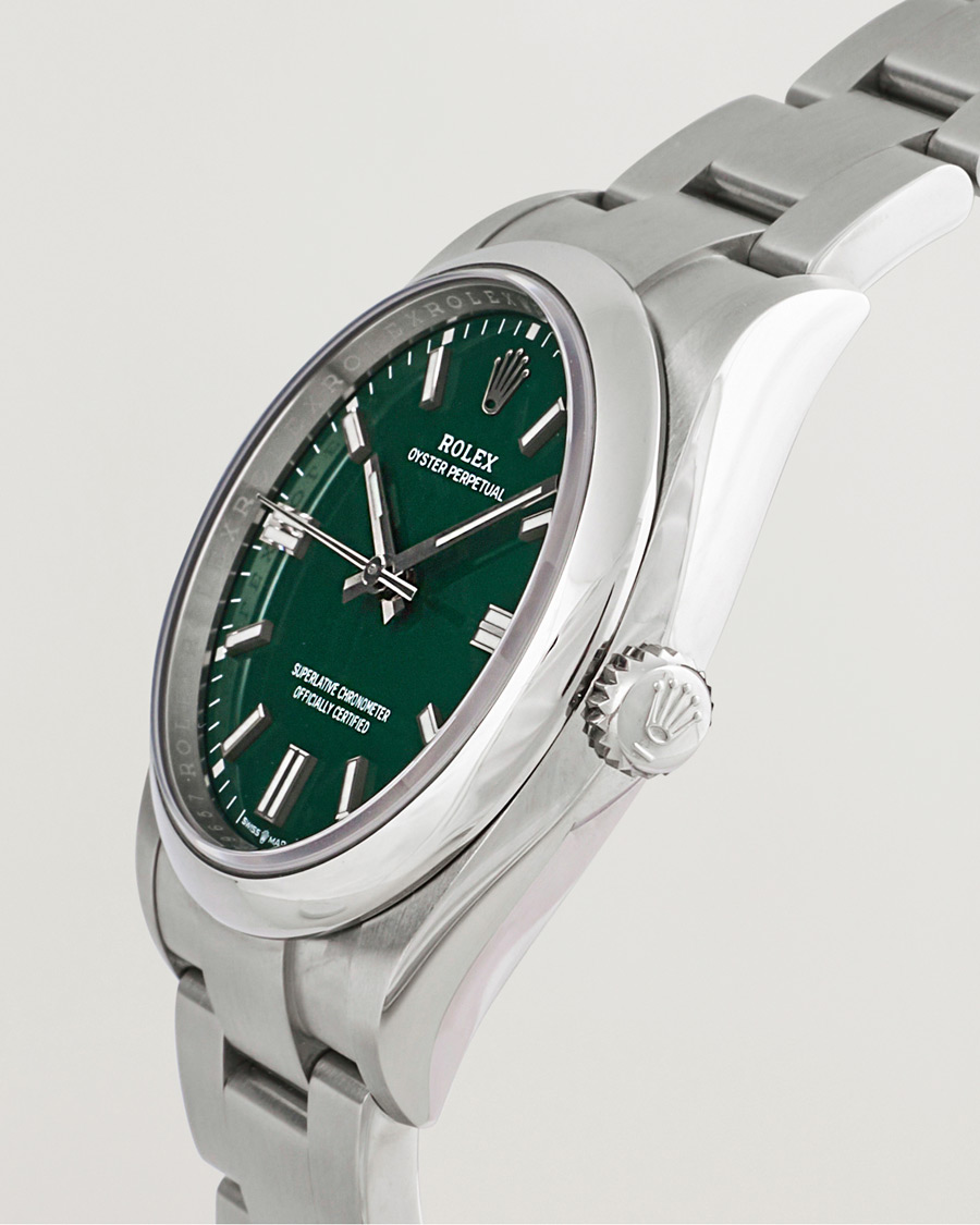 Uomini | Rolex Pre-Owned Oyster Perpetual 36 126000 Steel Green Silver | Rolex Pre-Owned | Oyster Perpetual 36 126000 Steel Green Silver